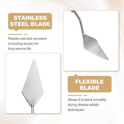 HARFINGTON Palette Knife Painting Tool 2.76" x 1.3" Stainless Steel Teardrop Blade 8.66" Length Spatula Painting Pallet Knives with Hole Beech Wood Handle for Oil Acrylic Canvas, Red/Silver - size: 8.66" x 1.3" x 2.76"