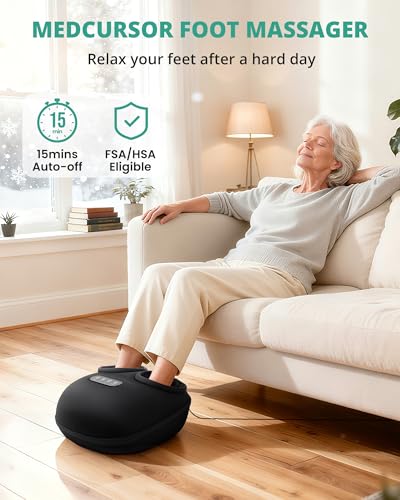 Medcursor Foot Massager with Heat, 2026 Upgraded Shiatsu Foot Massagers for Delivers Pain Relief, Tired, Plantar Fasciitis, Adjustable Air Pressure, Fits Up to 13" - color: Black