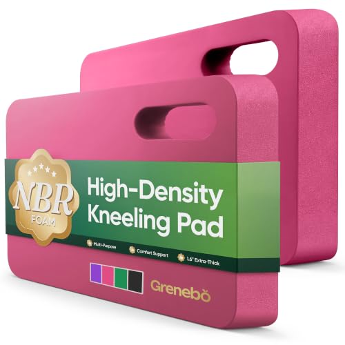 Grenebo 2-Pack Kneeling Pads, Extra Thick NBR, 17.3 x 11 x 1.6 in, Pink - color: Pink