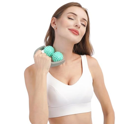 Coolife Fascia Release Spiky Massage Roller, Muscle Cellulite Massager | Deep Tissue Massage Tool for Neck Shoulder Legs, 2 Balls Pressure Trigger Point Myofascial Manual Body Massager for Women Men