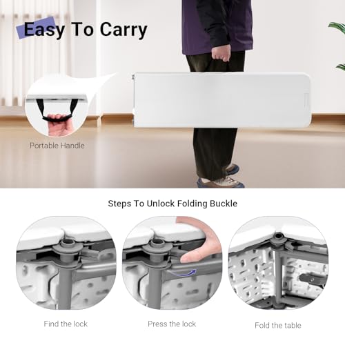 Folding Bench 6ft,Portable Plastic Bench Seat with Handle,White,2 Pack - size: 6FT Bench (2PC)