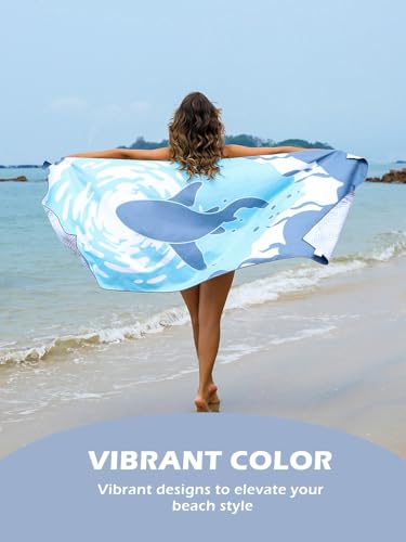 Eunzel 2 Pack Microfiber Beach Towel, Quick Dry Travel Towel Large Sand Free Towel for Beach, Camping, Swim Pool, Gym, Sports& Yoga 71"x32", Shark - color: Shark