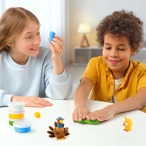 HEY CLAY Modelling Air-Dry Clay with Fun Interactive App - Non-Toxic, Non-Stick Modeling Clay Crafts Set for Kids Ages 3 to 8-3 cans (Farm Birds: Chick) - color: Chick
