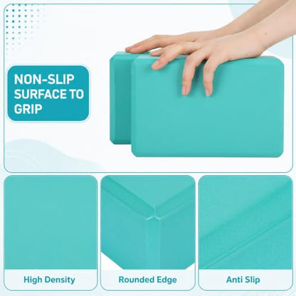 Wettarn 6 Pack Yoga Blocks 9 x 6 x 4 Inch EVA Foam, Lightweight | Non Slip, Yoga Props Accessories for Pilates, Stretching and Meditation - color: Bright Green