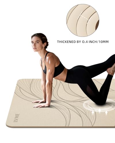 Large Yoga Mat (75.5"x47.6"x0.4"）Extra Wide & Thick 10mm | Non-Slip Exercise Mat, High-Density TPE Mat for Yoga Pilates & Home Gym Workouts - color: Cream