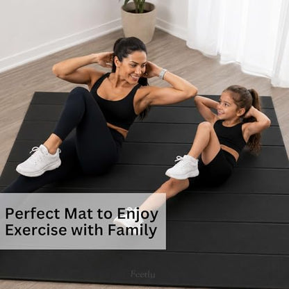 Extra Wide & Large Foldable Yoga Mat, 72" x 48", 6mm/8mm Thick - color: Black, size: 48" x 72" x 1/4"