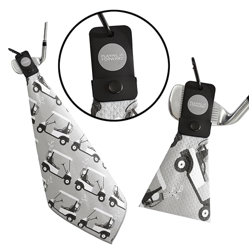 Magnetic Golf Towels for Golf Bags with Clip & Ultra Strong Magnet - Waffle Weave Microfiber Towel for Secure Hold on Bags & Carts - Ideal Club Cleaner & Accessories - Golf Cart - color: Golf Cart