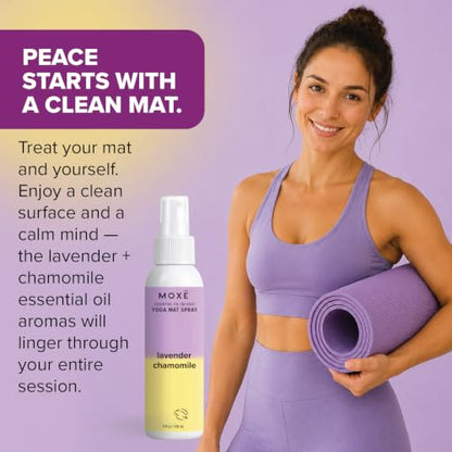 MOXE Yoga Mat Cleaner Spray, Lavender & Chamomile Essential Oil, 4oz - size: 4 Fl Oz (Pack of 1)