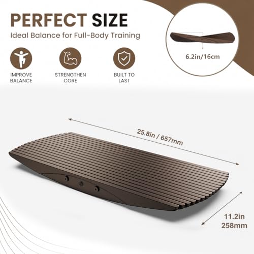 Wooden Balance Board 199.6kg(440파운드) 피로 방지 스탠딩 데스크 패드 로커 트레이너 -