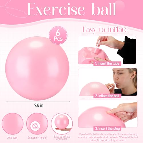 18 Pieces Yoga Block and Pilates Ball Set, 12 Foam Non-slip Yoga Bricks with 6 Small Exercise Balls for Pilates, Stretching & Home Workout