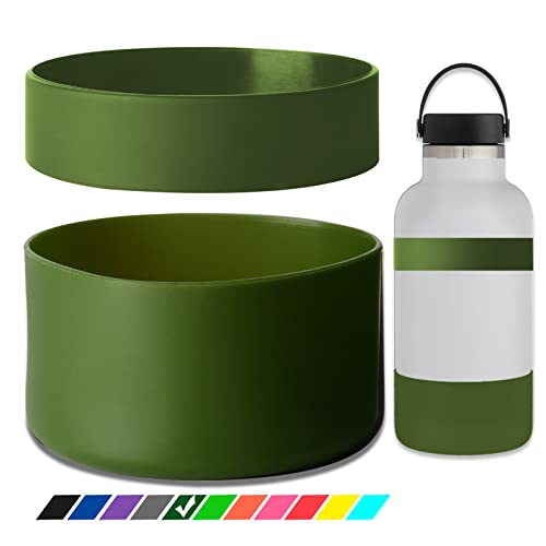 Greant Dual Protective Water Bottle Boot for HydroFlask 12oz to 64oz | Silicone Bottle Cover for Hydroflask, Anti-Slip Water Bottle Rubber Bottom for Owala 24oz, 3 Sizes - color: Olive, size: 64 Ounces