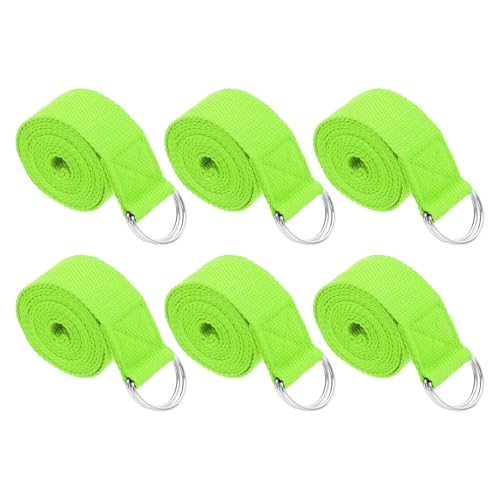 PATIKIL Yoga Strap for Stretching Cotton Yoga Belt with Adjustable Metal D-Ring Buckle Stretch Bands for Fitness Pilates - color: Lime Green, size: 8 Feet