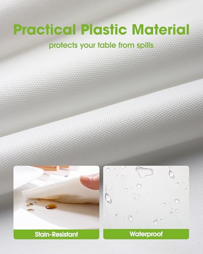 Pureegg Plastic Table Cloth Disposable 8 Pack, 54 x 108 Inch Table Cloths, Party, Picnic, Wedding, Decorative Tablecloths, Rectangle, White Plastic Cover, Leakproof & Sturdy, White | Party Supplies, Wedding, Picnic, Leakproof & Sturdy, White, Tablecloth,