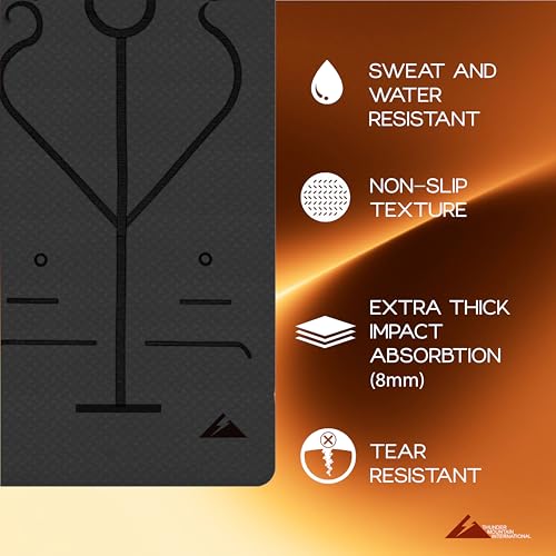 BodyForge Yoga Mat Thick Exercise Mat Thick Non-Slip Extra Thick High-Density Pilates & Resistance Exercise Loop Exercise Bands with Instruction Guide and Carry Bag, Set of 5 Bundle - color: Black