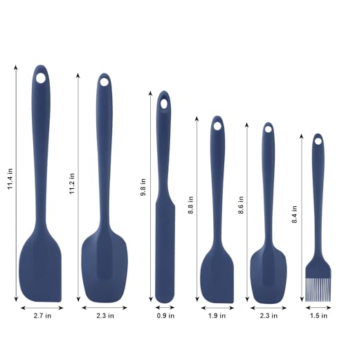 Silicone Spatulas Set, Rubber Spoon Spatula Heat Resistant Spoonula One Piece Design Seamless Spatula Non-Stick Scrapers Baking Mixing Tool (Dark Blue) - color: Dark Blue