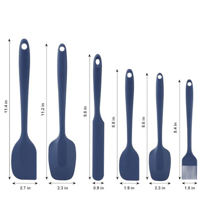 Silicone Spatulas Set, Rubber Spoon Spatula Heat Resistant Spoonula One Piece Design Seamless Spatula Non-Stick Scrapers Baking Mixing Tool (Dark Blue) - color: Dark Blue