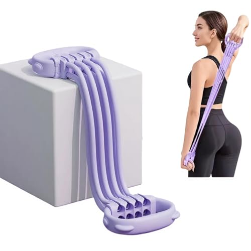 Resistance Bands with Handles for Women & Men | 8 Tube Adjustable Figure 8 Exercise Bands Set, Heavy Duty, Home Gym, Physical Therapy, Strength Training & Full Body Fitness - color: Purple