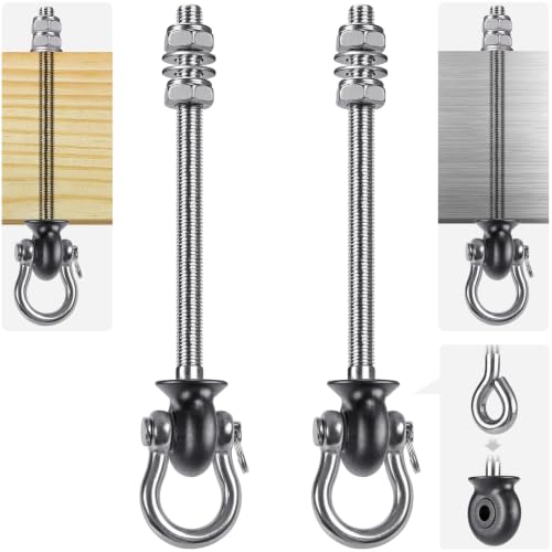 Dolibest Set of 2 Permanent Antirust Stainless Steel 304 Heavy Duty Swing Hangers, Playground Porch Yoga Seat,for Wood and Steel Beam Yoga Hammock Chair Punching 1500LB Capacity,180° Swing,9.64'' - color: Silver 9.67'' 2 Pack