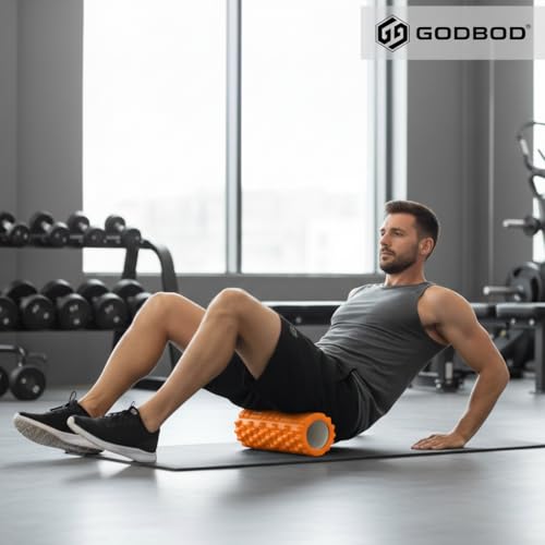 Foam Roller - Deep Tissue Medium Density Muscle Massager with Myofascial Trigger Point Release, Back Massage Roller for Soreness and Mobility 13 x 5.5 Inch, with eBook - color: Orange