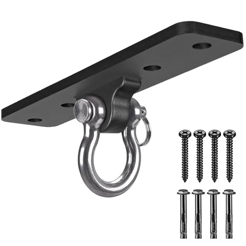 Dolibest Ceiling Mount Swing Hanger Heavy Duty Swing Set Hook for Porch Swing Hammock Chair Yoga Silk Suspension Straps Gymnastic Ring, Wall Anchor for Resistance Bands (900LB) - color: 4 Holes Ceiling Anchor-1 Pack