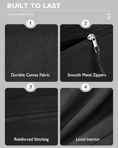 Gonex Yoga Mat Bag, Extra Canvas Gym Bag with Waterproof Pocket Metal Zipper, Fits Mat & Blocks, Stylish Yoga Mat Carrier for Women, Ideal for Yoga, Pilates, Workout, Travel - color: Black