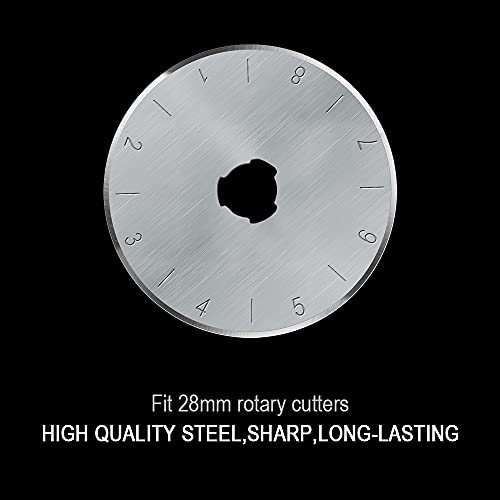 HEADLEY TOOLS 28mm Rotary Cutter Blades 10 Pack Fits Olfa, Fiskars, Replacement Rotary Blade for Arts Crafts Quilting Scrapbooking Sewing, Sharp and Durable - size: 28mm 10pcs