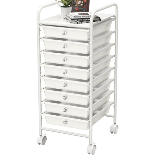 Simple Houseware 8 Drawers Rolling Utility Cart Art Craft Storage, White - color: White, size: 8 Drawers