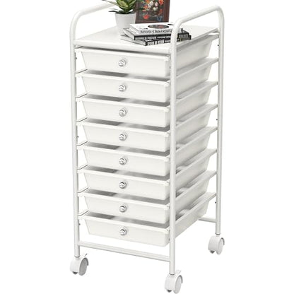 Simple Houseware 8 Drawers Rolling Utility Cart Art Craft Storage, White - color: White, size: 8 Drawers