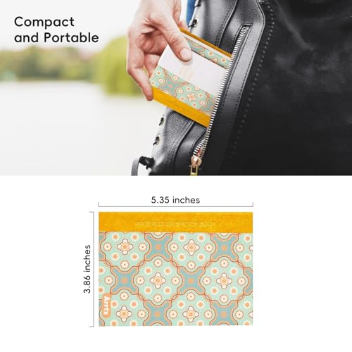 Arrtx 2-Pack Watercolor Sketchbook, 5.35x3.86 Hot Press | 100% Cotton, Acid-Free, 140LB/300GSM, Hardcover, 40 Sheets. Ideal Travel Journal for Artists & Students - size: 2 Pack