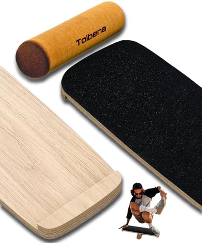 Balance Board trainer for Adults Kids，Hockey snowboard wobble board，450Lbs remarkable core trainer made of wood/Less Plastic - size: 30 inches x 12 inches