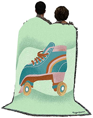 Pure Country Weavers Roller Skate Blanket by Kyra Brown - Gift Tapestry Throw Woven from Cotton - Made in the USA (72x54) - color: Roller Skate