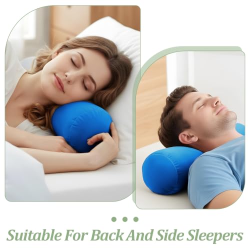 Xindojuz 2 PCS 16 x 6 Inch Support Neck Roll Pillow Cover (Blue) | Round Soft Bolster Pillow Covers with Hidden Zipper, Neck Roll Cylinder Pillowcases for Cylindrical Cushion, Pillow-Case Only - color: Blue