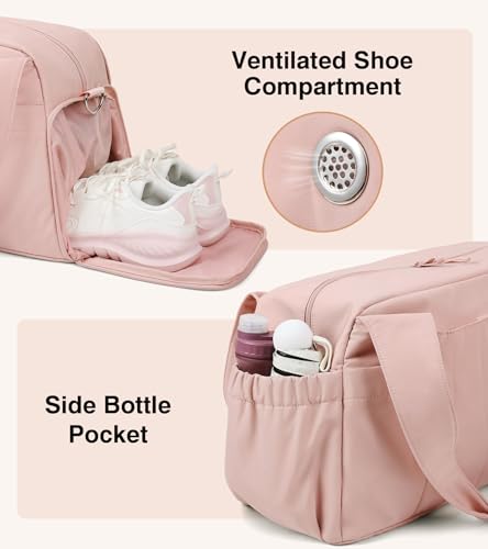 Marvolia Gym Bag for Women with Yoga Mat Holder, Pink - color: Pink