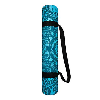 YOGA DESIGN LAB | The Infinity Mat | Luxurious Non-Slip Design Provides Unparalleled Grip to Support and Align You Beautifully | Eco-Friendly | w/Carrying Strap! - color: Mandala Aqua, size: 5mm