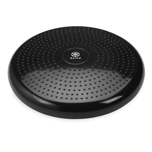 Gaiam Balance Disc Wobble Cushion, 16", Core Stability Seat | 16" Diameter | Home & Office Chair Use | Kids Wiggle Seat | Core Stability Training | Non-Slip Base - color: Black Cushion