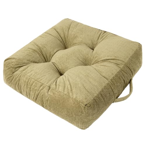 Floor Pillow Cushion for Adults Sitting | Large Meditation Cushion Pillow with Handle for Tatami Living Room or Yoga (1, Square, Light Army Green, 22 x 22 x 6 inches) - color: Square Light Army Green