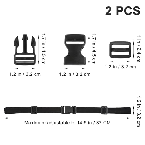 BESPORTBLE Buckle Straps Set: Black Nylon Adjustable Buckle Straps with Quick Release for Backpacking, Outdoor Activities Securing Yoga Mats Tents and Luggage, No Sewing Kit
