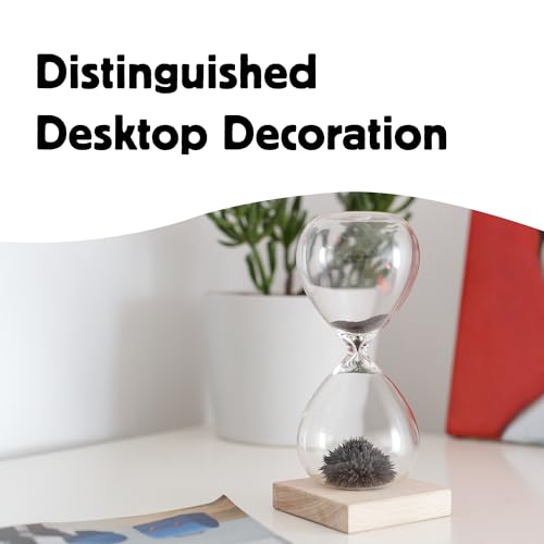 Kikkerland Magnetic Hourglass Timer – Elegant, Relaxing Decor for Home & Office – 1 Minute Timekeeper with Hidden Magnet & Wooden Base