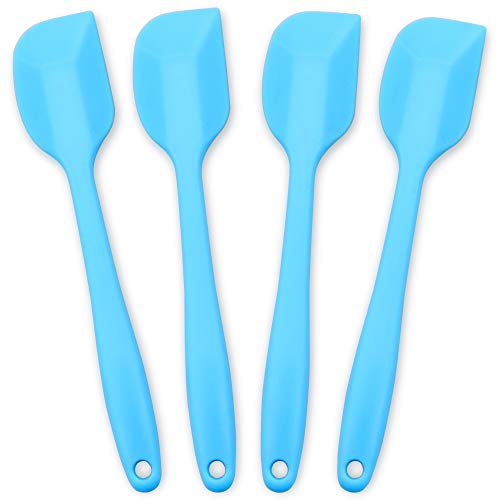 4-Piece Silicone Spatula Set with Stainless Steel Core, Blue | Heat-resistant Rubber Spatulas for Nonstick Cookware, Mixing, Scraping and Baking, BPA-free Silicone, Dishwasher Safe - color: Blue, size: Large