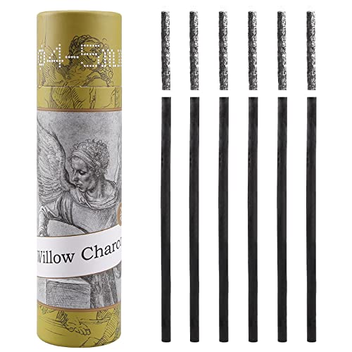 Willow Charcoal Sticks, Natural Willow Charcoal for Artists, Beginners, or Students of All Skill Levels, Great for Sketching, Drawing, and Shading, Approx 4-5mm in Diameter, Pack of 25