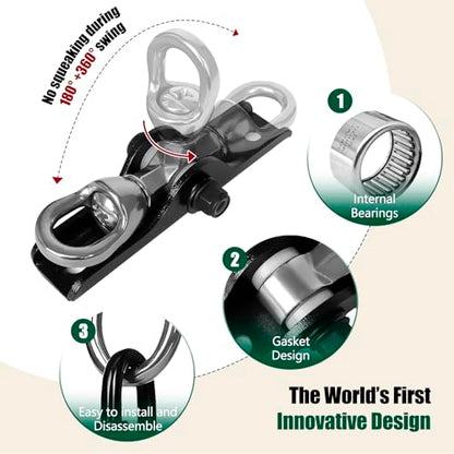 Heavy Punching Bag Hanger | Wall/Ceiling Mount Hook with 180° / 360° Rotation | Wood Beam Holder for Boxing, Weight Training, Aerial Yoga Swing & Hammock - size: 180°+ 360°rotation-A