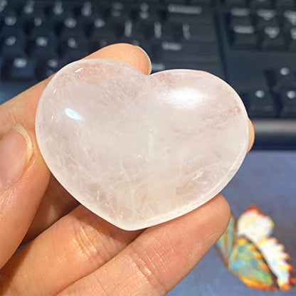 QINJIEJIE 1.8" Large Heart Stone Clear Quartz Crystals Healing Pocket Stone - color: Z - 1.8" Large - Clear Quartz Crystals