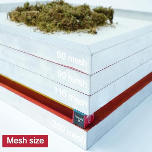 Dry Sift Screen Set (20 x 24") Aluminum Frame, 4 Mesh Sizes - 60, 90, 110, 200 (Micron Equiv. 250, 165, 149, 75)