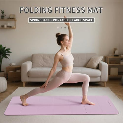 7-Fold Yoga Mat 70"x24" - 1/2 Inch Thick - color: Taro Purple + Warm Gray