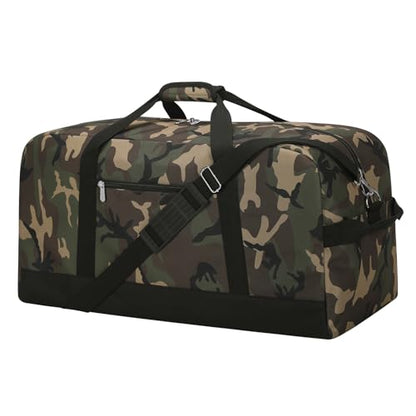55L Large Duffle Bag for Men Travel - 25 inch Sports Duffel Bag with Hard Bottom - Camo - color: Camo