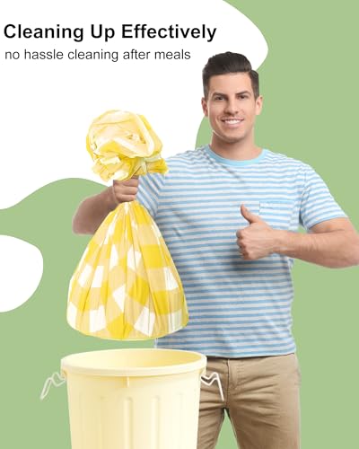Smiry 8 Packs Gingham Disposable Table Cloth, 54 x 108 Inch Waterproof Plastic Tablecloth, Rectangle Yellow and White Checkered Table Covers for Picnic, Birthday, Party - color: Yellow and White, size: 54"x108" (Pack of 8)