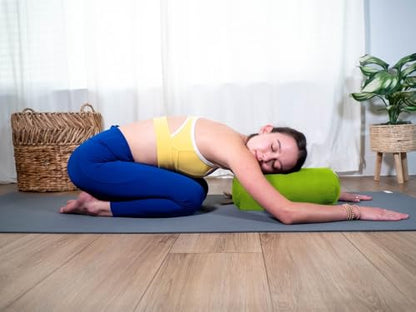 Pranayama Yoga Bolster Meditation Pillow - color: Green, size: Cylindrical 14" x 6"