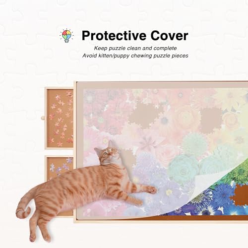 Tilting Puzzle Board with Drawers and Cover, 1000 Piece, 30" x 22", Portable Wooden Jigsaw Puzzle Table for Adults and Kids, 4 Drawers - size: 1000 Tilting Puzzle Board