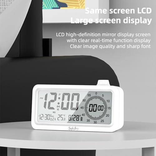 Visual Digital Timer for Kids with LCD Display,3-Level Adjustable Backlight,Temperature Date,Silent Operation,3 Alarms, Snooze,Type-C Charging for Kids Studying/Office/Sleeping/Kitchen(White)