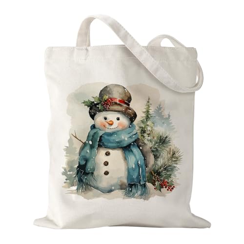 Canvas Bag for Women Grocery Shopping Travel Gym Weekender Vacation Womens Work Tote Bag Gifts - color: Snowman
